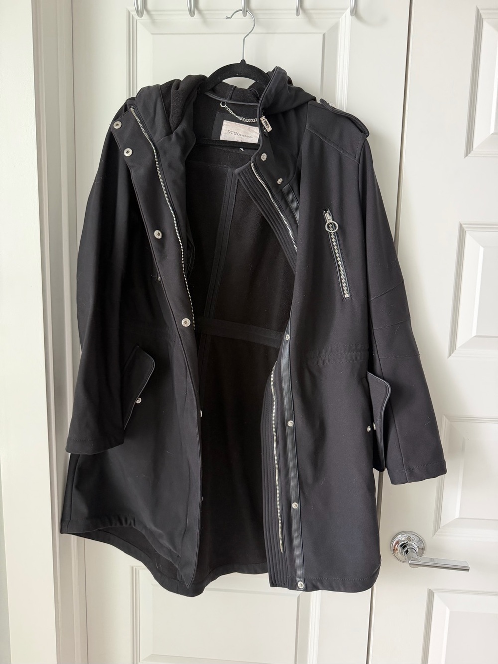 BCBGeneration BCBG Heavy Black Jacket Coat Size L Large Hooded